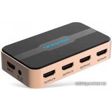 Сплиттер HDMI Vention ACCG0-EU <1 In 4 Out HDMI Splitter 4K@30Hz Gold Aluminum Alloy Type EU Stand>