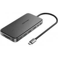 Докстанция Vention TPYBB <USB-C to HDMI/USB 3.1 Gen 2-Ax2/USB 2.0/M.2 NGFF/SD/TF/PD/DC 3.5mm SSD Enclosure Docking Station 0.15M Gray Aluminum Alloy Type>