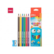 Карандаши цветные Deli "Color Kids", 6 цветов, трехгранные,  картон