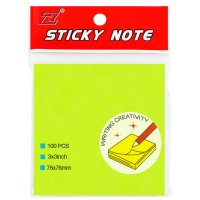 Клейкие листики "Sticky" 76 х 76 мм, неон-зеленый, 100 листов