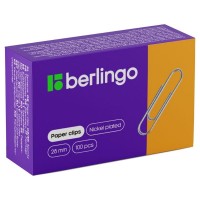 Скрепки BERLINGO 28 мм, никелированные, 100 шт/упак