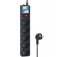 Сетевой фильтр Power Cube SPG5-C2, 1.9m, Черный, 1,9м, 5 розеток, 10A, black