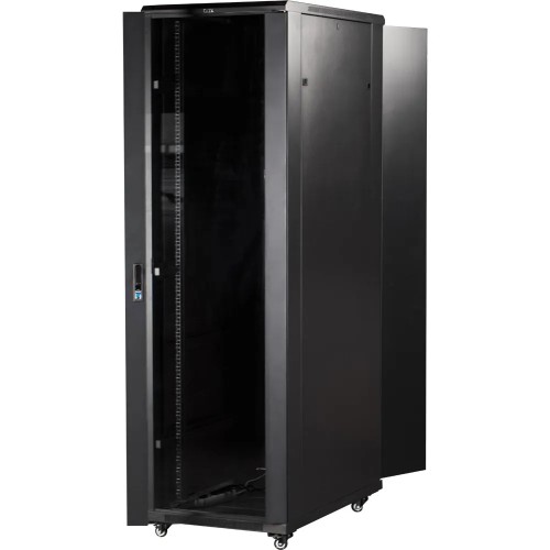 Шкаф 19" Business, 42U 600x800, черный, передняя дверь стекло, задняя дверь распашная металл (TWT-CBB-42U-6x8-G1)