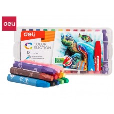 Мелки восковые Deli "Color Emotion", пастельные, масляные, 12 цветов, пластик (044-C20104)