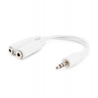 Аудиокабель Cablexpert CCA-415W, Белый, Cable Audio, 3.5mm/m - 2x3.5mm/f, 0.1m, white