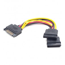 Кабель Sata 15pin(M) / 2x15pin(F), Cablexpert CC-SATAM2F-20CM, Cable converter for power supply