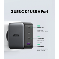 Зарядное устройство Ugreen CD226 USB-A+3*USB-C 100W GaN Tech Fast Charger, 40747