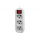 Удлинитель с заземлением Defender L330 16 А, 7 м, 3 розетки, выключ, белый