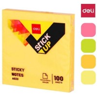 Клейкие листки DELI "Stick Up", 76х76 мм, ассорти неоновые, 100 листов, пленка (044-02303)