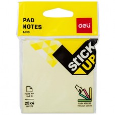 Клейкие листки DELI "Stick Up", 76х76 мм, 4 пастельных цвета, 100 листов (044-01802)