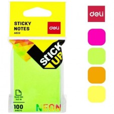 Клейкие листки DELI "Stick Up", 76х51 мм, ассорти неоновые, 100 листов (044-02202)