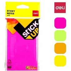 Клейкие листки DELI "Stick Up", 76х126 мм, ассорти неоновые, 100 листов, европодвес (044-02502)