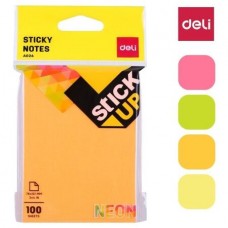Клейкие листки DELI "Stick Up", 76х101 мм, ассорти неоновые, 100 листов (044-02402)
