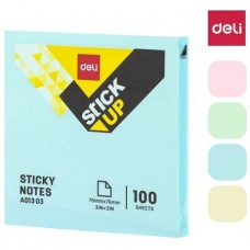 Клейкие листки DELI "Stick Up", 76 х76 мм, ассорти пастельные, 100 листов, пленка (044-01303)