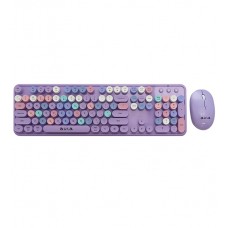 Клавиатура и мышь беспроводные, Aula AC306 Barbara, Лиловый+разноцветный, KeyBoard + mouse Wireless, 2AA, purple-colorful