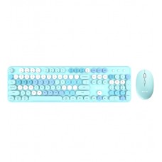 Клавиатура и мышь беспроводные, Aula AC306, Синий-многоцветный, KeyBoard + mouse Wireless, 2AA, blue-colorful