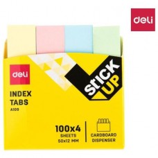 Закладки клейкие DELI 50 х 12 мм, бумажные, пастель, 4 цв х 100 листов (044-10902)