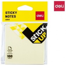 Клейкие листки DELI "Stick Up", 76х76 мм, желтые, 100 листов, европодвес (044-00352)