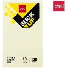 Клейкие листки DELI "Stick Up", 76х126 мм, желтые, 100 листов, пленка (044-00553)