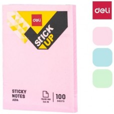 Клейкие листки DELI "Stick Up", 76х101 мм, ассорти пастельные, 100 листов, пленка (044-01403)