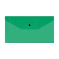 Папка-конверт на кнопке СТАММ, С6+, 150 мкм, прозрачная, зеленая (029-32282)