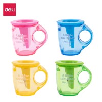 Точилка DELI "Cup" пластиковая, 2 отверстия с контейнером, ассорти (044-0551)
