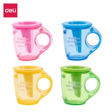 Точилка DELI "Cup" пластиковая, 2 отверстия с контейнером, ассорти (044-0551)