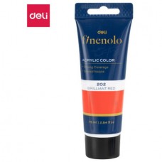 Краска акриловая DELI "Finenolo" художественная, глянцевая, 75 мл., ярко-красный, туба (044-C75-BE)