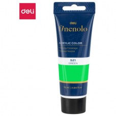 Краска акриловая DELI "Finenolo" художественная, глянцевая, 75 мл., зеленая, туба (044-C75-GN)