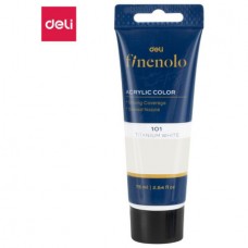 Краска акриловая DELI "Finenolo" художественная, глянцевая, 75 мл., белая, туба (044-C75-WH)