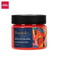 Краска акриловая DELI "Finenolo" художественная, глянцевая, 100 мл., ярко-красная, банка (044-C17-BE)