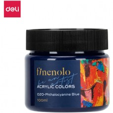 Краска акриловая DELI "Finenolo" художественная, глянцевая, 100 мл., фталоцианиновый синий, банка (044-C17-PB)