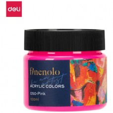 Краска акриловая DELI "Finenolo" художественная, глянцевая, 100 мл., розовая, банка (044-C17-PK)