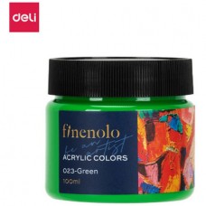Краска акриловая DELI "Finenolo" художественная, глянцевая, 100 мл., зеленая, банка (044-C17-GN)