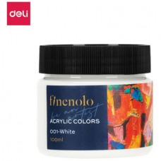 Краска акриловая DELI "Finenolo" художественная, глянцевая, 100 мл., белая, банка (044-C17-WH)