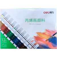 Краски акриловые DELI, художественные, 12 цветов по 5 мл. (044-73913)