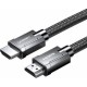 Кабель Ugreen HD135 8K HDMI M/M Round Cable with Braided, 2m, Gray, 70321
