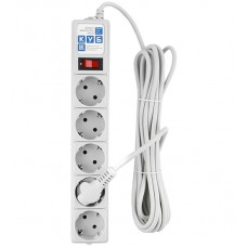 Сетевой фильтр Power Cube B, 5m, SPG-B-15, Серый, 5 розеток, автопредохранитель 10A