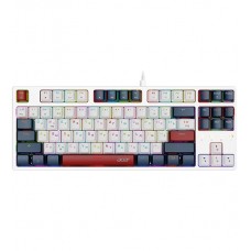 Клавиатура USB, Acer OKW305,Белый/синий/красный, KeyBoard 87 buttons, rus/lat, White/Blue/Red