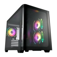 Компьютерный корпус FSP S380, Без БП, 2xUSB3.0, Type-C, 3xFAN120 ARGB, Curved Glas, Black, M-ATX
