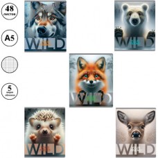 Тетрадь общая BG "Wild", А5, 48 листов в клетку, на скрепке (025-Т5ск48 60312)