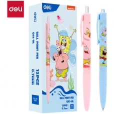 Ручка шариковая DELI "SpongeBob Q63" автоматическая, 0,7 мм, синяя (044-Q63BL)