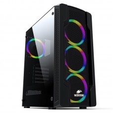 Корпус Wintek Star JX188-2 TG, ITX/ATX, USB 1*3.0/2*2.0, HD-Audio+Mic, 0,5mm, 4*ARGB fan (контроллер + пульт д/у в комплекте), чёрный
