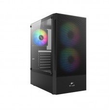 Корпус Wintek Shadow PRO 801 B-M TG, ATX, USB 1*3.0/2*2.0, HD-Audio+Mic, 2*14cm+1*12cm ARGB fan (без контроллера), чёрный