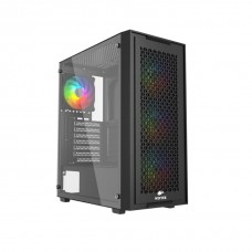 Корпус Wintek Moon PS195-5-B TG, ATX/Micro ATX, USB 1*3.0/2*2.0, 0,45mm, 4*12cm fRGB fan, чёрный