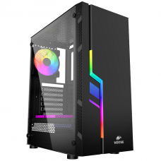 Корпус Wintek Light JX188-7-B TG, ATX/Micro ATX, USB 1*3.0/2*2.0, HD-Audio+Mic, 0,5 mm, 1*12cm fRGB, чёрный
