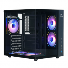 Корпус Wintek Cube Pro V909-B TG, ATX, USB 1*3.0/2*2.0, 5*12cm ARGB PWM (контр. + пульт д/у), чёрный