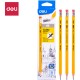 Карандаш DELI "Scribe", НВ, шестигранный корпус, дерево, с ластиком, желтый (044-003HB)