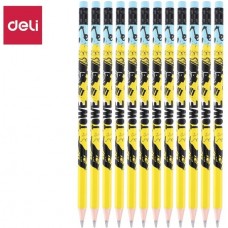 Карандаш DELI "Arti Graff", 2В, шестигранный корпус, дерево, с ластиком, ассорти (044-53200)