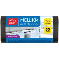 Мешки для мусора OfficeClean, 50х64 см, 35 литров, 12 мкм, 30 шт/рул., прочные, черные (025-344037)
